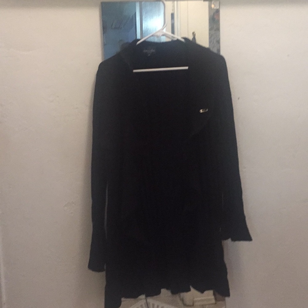 Black yarn sweater knee length